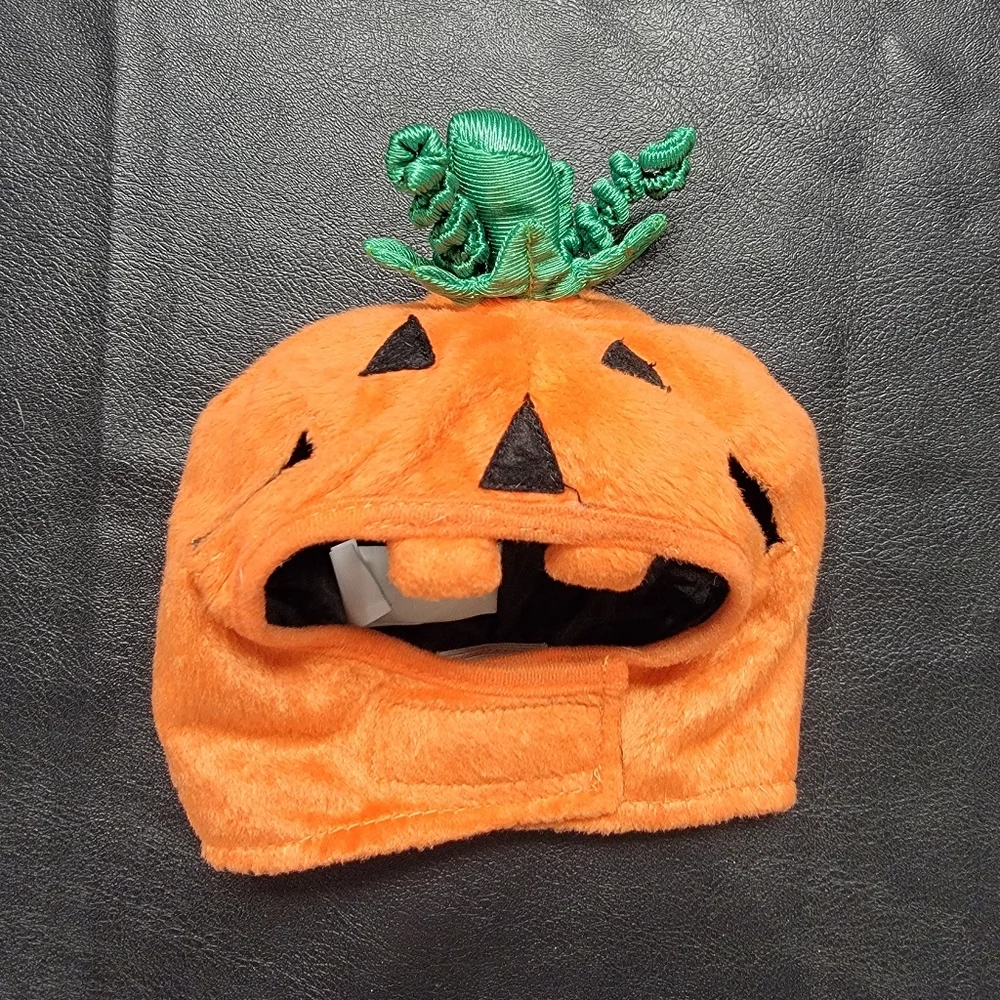 Plush Pumpkin Halloween Dog Pet Costume Hat Collar Set 🎃